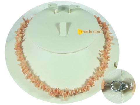 Pink color branch coral necklace with some discount on wholesale